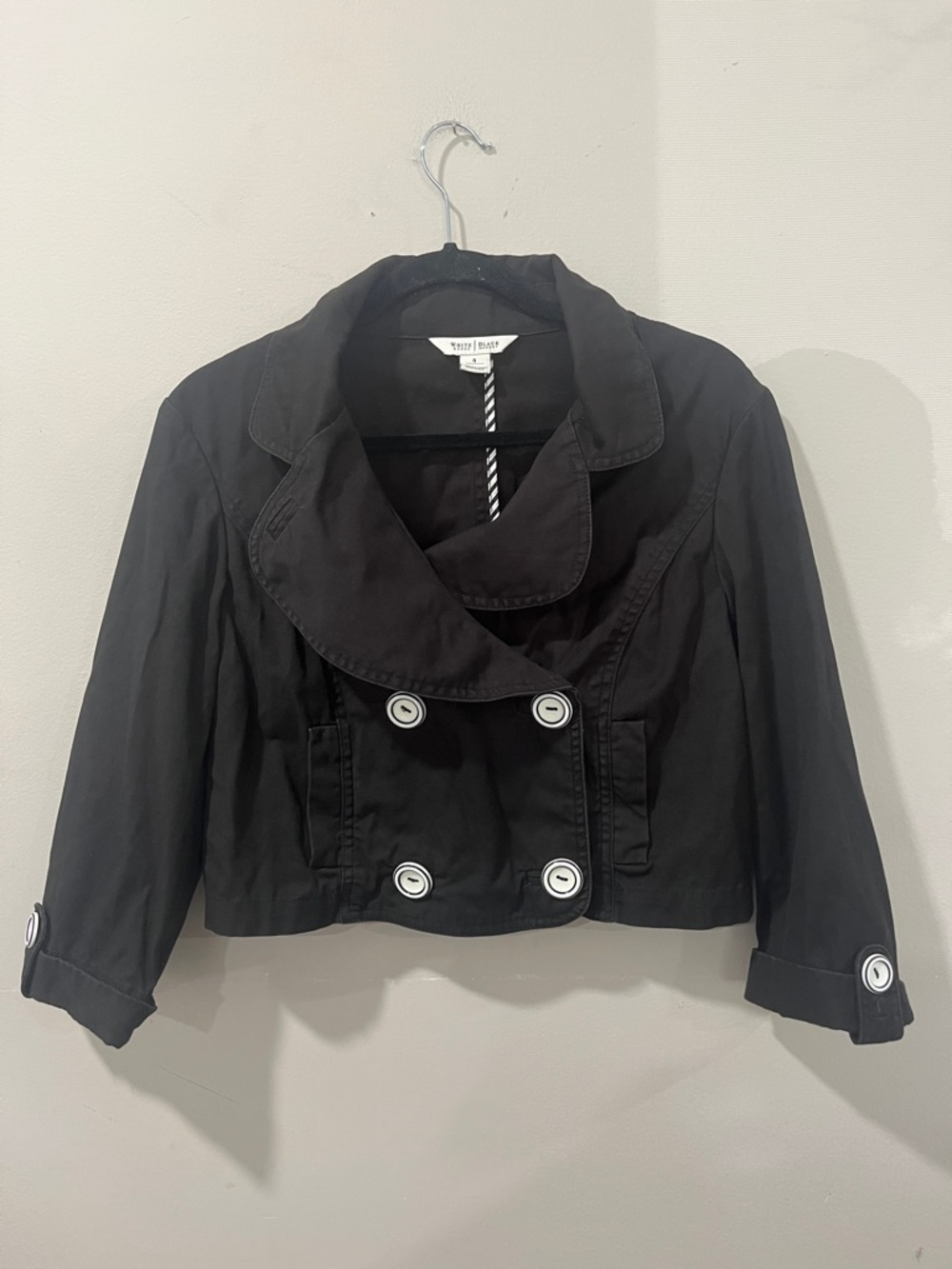 White House Black Market Vintage Black Blazer with White Buttons